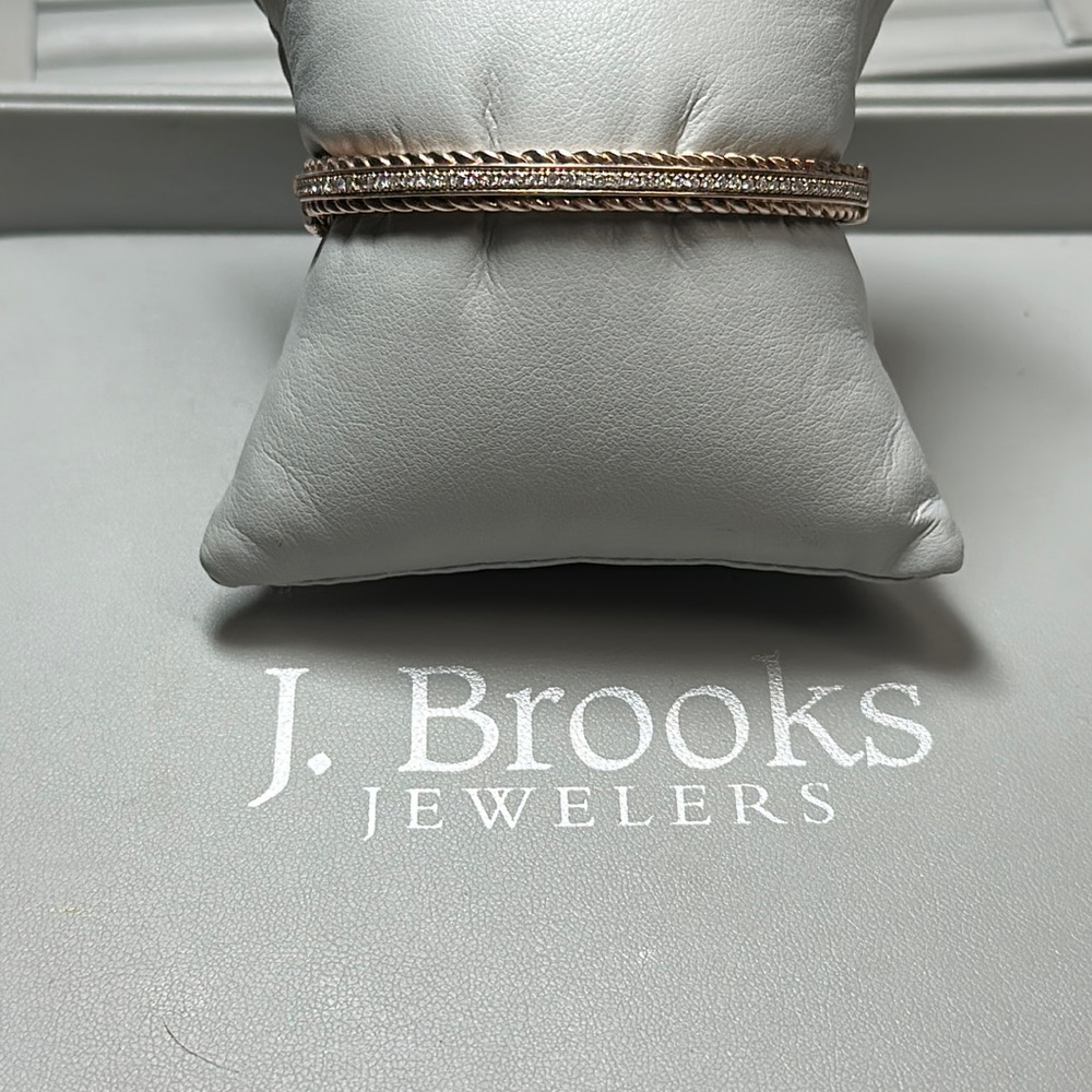 New Doris Panos Diamond Pegasus Bangle 18K Rose Gold Overlay .55ctw Size Small